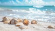 © ZoomTeam - Serene Beach with Seashells on White Sand and Turquoise Waves Under a Sunny Sky