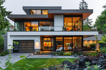 Wall Mural - Modern Luxury Home Exterior at Dusk