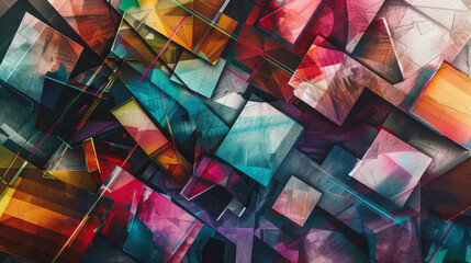 Wall Mural - A colorful abstract painting with many different shapes and colors