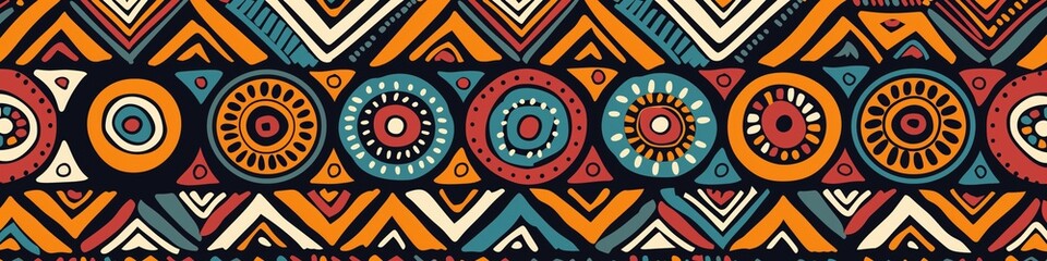 vibrant african tribal geometric pattern with colorful shapes and intricate designs