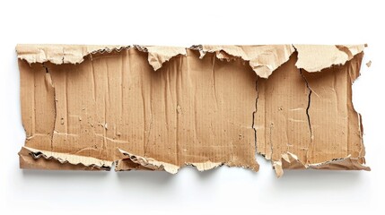 Wall Mural - Brown ripped cardboard on white background