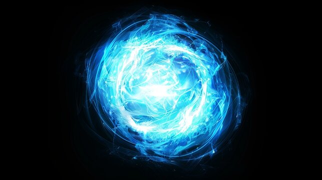 Glowing Blue Mana Orb Swirling in Dark Fantasy Illustration