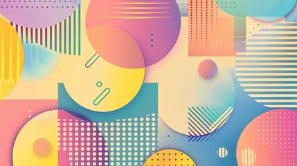Poster - Colorful Abstract Geometric Patterns With Gradient Pastel Color Scheme