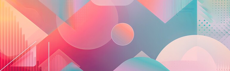 Poster - Minimalist abstract background with geometric shapes and a gradient pastel color scheme