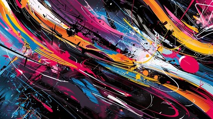 Poster - Abstract Graffiti Masterpiece Merging Technology And Futurism
