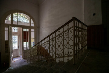 Wall Mural - Old historic haunted orphanage in an abandoned palace in Hungary