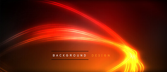 Aufkleber - Neon glowing circle rays, light round lines in the dark, planet style neon wave lines. Energetic electric concept design for wallpaper, banner, background
