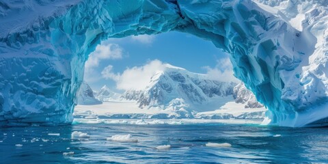 Wall Mural - Iceberg Archway Framing Antarctic Mountains