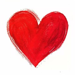 A hand-drawn, painted red heart, perfect for design. This beautiful grunge heart is ideal for Valentine's Day, holidays, postcards, posters, carnivals, banners, birthdays, and children's illustrations