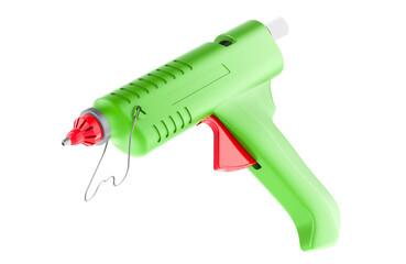 Poster - Green Hot Glue Gun, 3D rendering isolated on transparent background