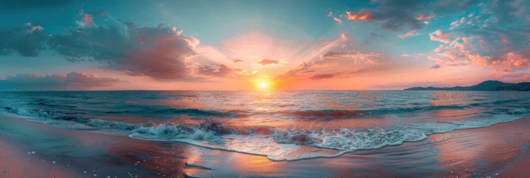 Serene Sunset Over the Ocean with Soft Waves