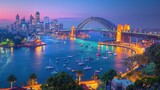 Majestic Twilight View of Sydney Opera House and Harbour Bridge