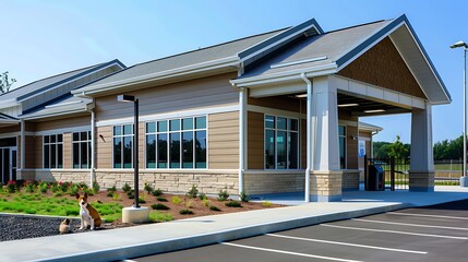 Poster - veterinary hospital using antibacterial fiber cement siding to provide a clean, safe, and welcoming environment for pets and their owners