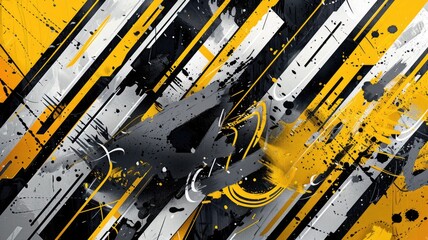 Wall Mural - Abstract yellow and black paint splatter on textured background. Digital artwork or abstract image of yellow and black water color brushstroke. Modern art and design concept for wallpaper. AIG53F.