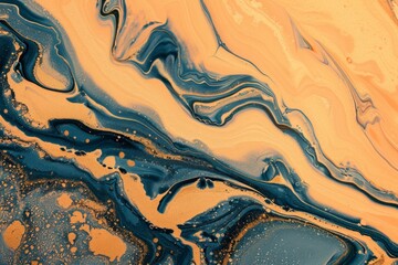 Poster - Abstract acrylic paint mixing together creating unique textures and patterns. Ideal backdrop for luxury, beauty, or artistic projects