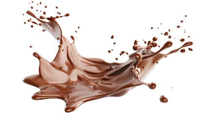 Wall Mural - Liquid chocolate long wave splash isolated on transparent background.