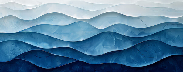 Wall Mural - Design art background with a monochromatic scheme of various shades of blue, featuring abstract waves and ripples for a calming effect