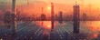 © Volodymyr - Solar energy background with a futuristic cityscape powered by solar panels. The skyline is illuminated by the sun, highlighting the integration of solar energy in urban environments.