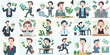 © Sabiqul Fahmi - vector set of business people holding money in flat design style