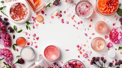 Wall Mural - Cosmetics on white background