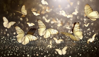 Wall Mural - golden fly butterflies gold butterflies