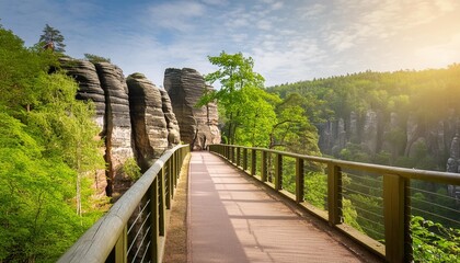 Wall Mural - hiking along the malerweg hiking trail in saxon switzerland saxony germany