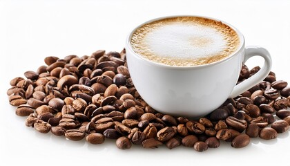 Wall Mural - white cup of cappuccino froth isolated on a white background