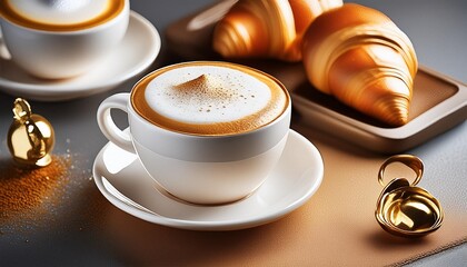 Wall Mural - cappuccino and milk foam close up view image