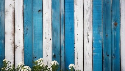 Canvas Print - blue white paint texture old fence