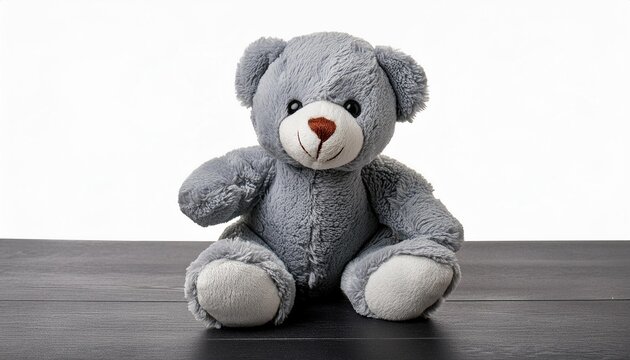 cute grey teddy bear stuffed animal isolated on a transparent background
