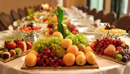 catering buffet table lots of tasty fruits and berries