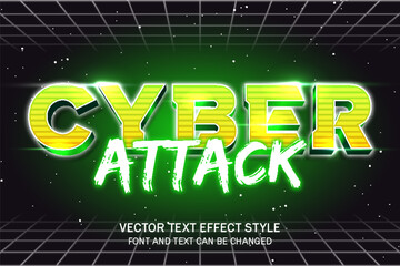 cyber attack green technology style typography editable text effect font style template design