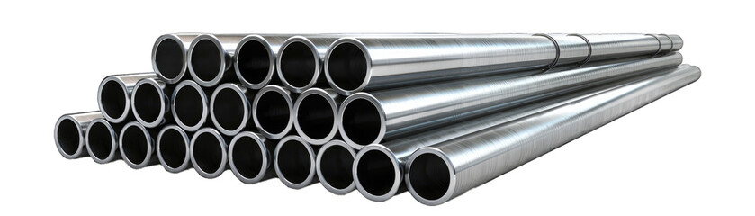 Galvanized Steel Scaffolding Tubes,. Isolated on a Transparent Background. Cutout PNG.