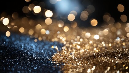 Sticker - background of abstract glitter lights gold blue and black de focused