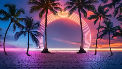 Wall Mural - 80 s theme background in neon colors design