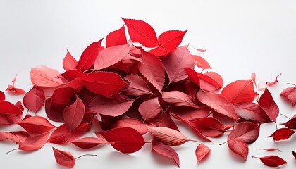 Wall Mural - background material red leaves scatter isolated on white