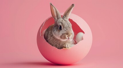 Wall Mural - Easter Bunny in an Easter Egg (Generative AI)