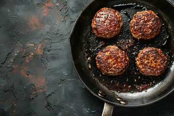 Wall Mural - Frying beef patties