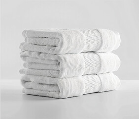 Wall Mural - a stack of white towels sitting on top of a table