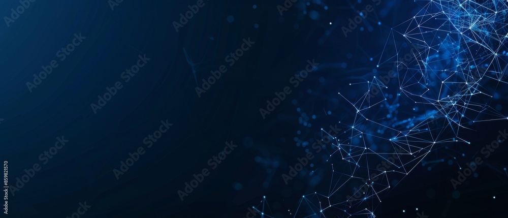 Abstract polygonal background from lines, dots and glowing particles ...