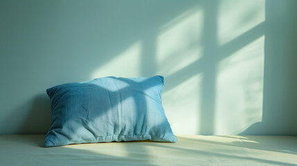 Wall Mural - blue pillow natural lighting minimalist interior design texture shadow play