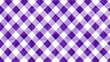 © Ziyan Yang - Purple and white gingham pattern. Textile design for tablecloth, picnic plaid, basket napkin, towel or handkerchief. Checkered background. Cotton, linen or flannel print. Vector flat illustration.