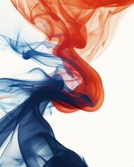 Wall Mural - Abstract Red and Blue Smoke Swirls on White Background for Modern Art and Design Projects