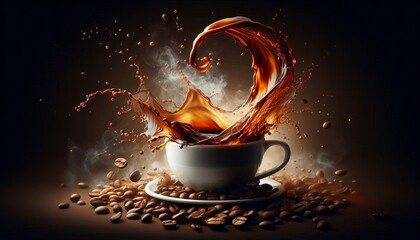 Cup of coffee with splashes