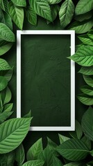 Wall Mural - Green Leaves Frame Mockup.