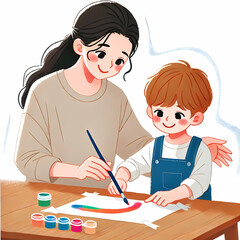 mother and child drawing