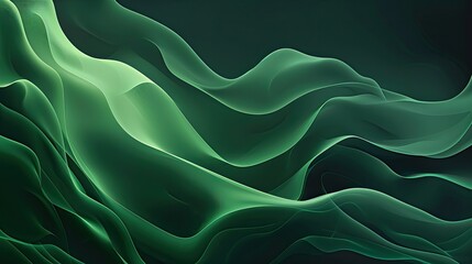 Poster - Modern green gradient with organic wave designs, perfect for innovative project backgrounds