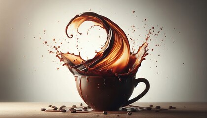 Wall Mural - Cup of coffee with splashes