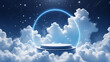 © Five Million Stock - Cloud background podium blue 3d product sky white display platform render abstract stage pastel scene.