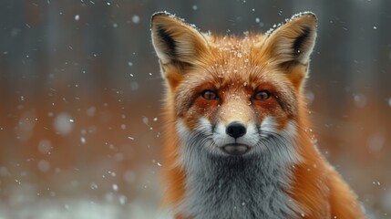 Red Fox hunting, Vulpes vulpes. Orange fur coat animal in the nature habitat. Fox on the winter forest meadow, with white snow